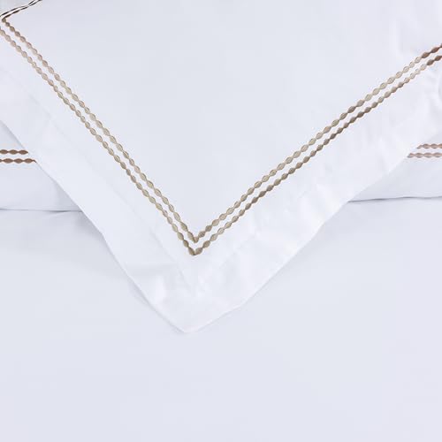 White Duvet Cover, 100% Cotton Embroidered Duvet Cover,2 Pillow, Comforter Not Included
