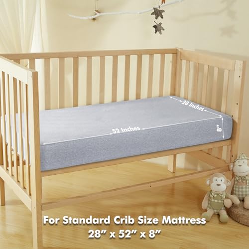 Dreamology Crib Sheets for Unisex,2 Pack,100% Cotton Jersey Standard Crib Sheets | Rainbow / Silver Gray