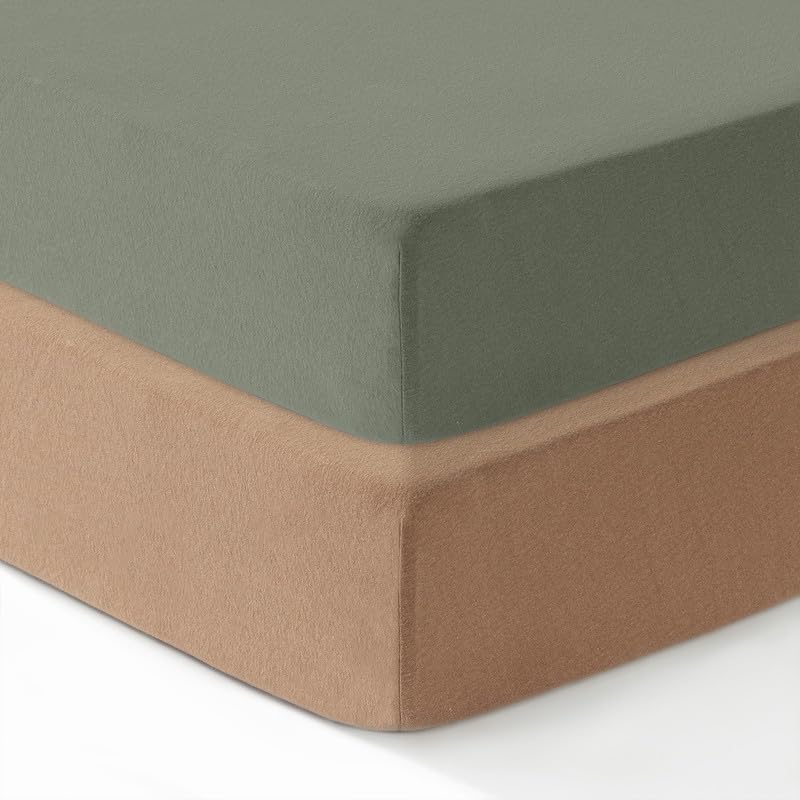 Crib Sheets for Unisex,2 Pack,100% Cotton Crib Sheets | Green / Mustard