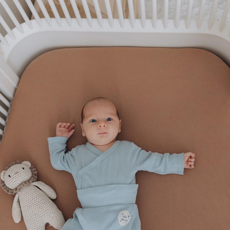 Dreamology Crib Sheets for Unisex,2 Pack,100% Cotton Crib Sheets | Brown / Flowers