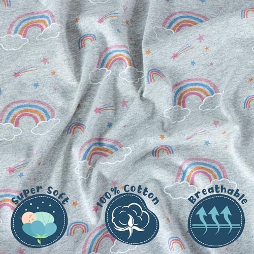 Dreamology Crib Sheets for Unisex,2 Pack,100% Cotton Jersey Standard Crib Sheets | Rainbow / Silver Gray