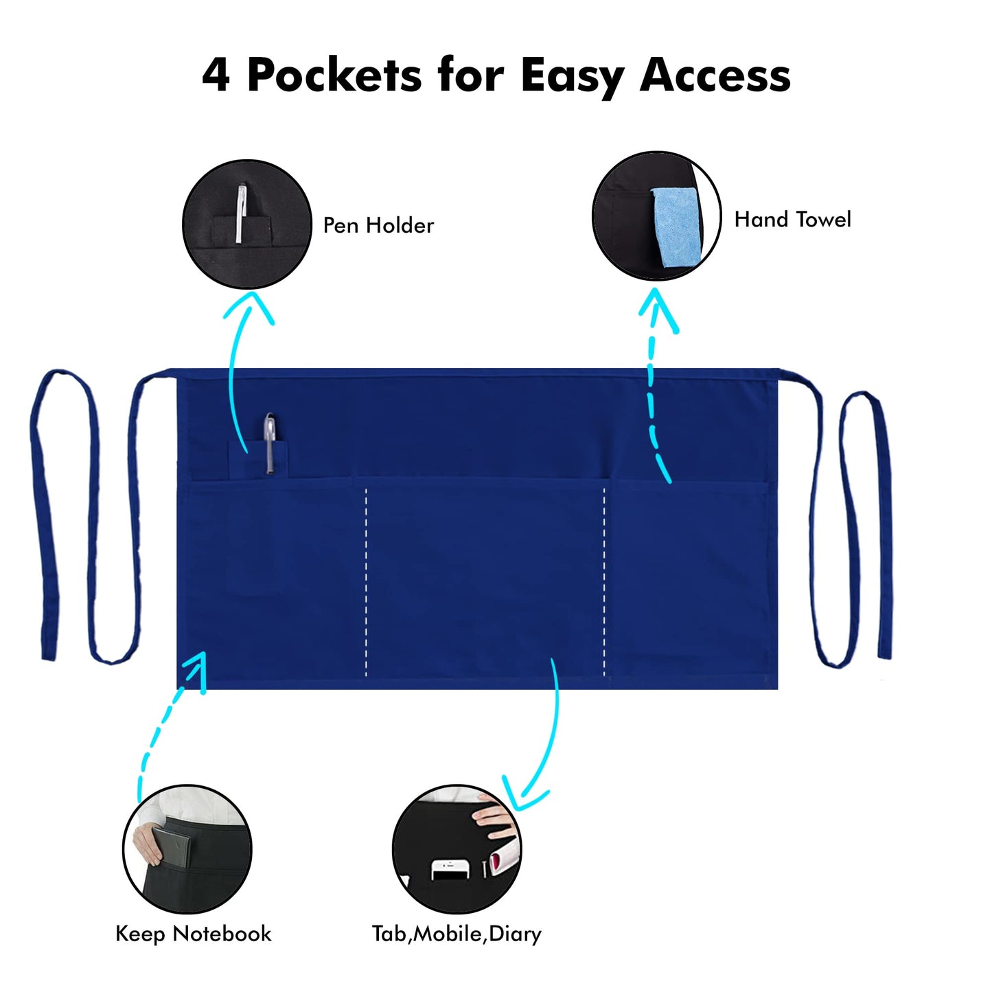Half Waist Apron Blue (Pack of 3)