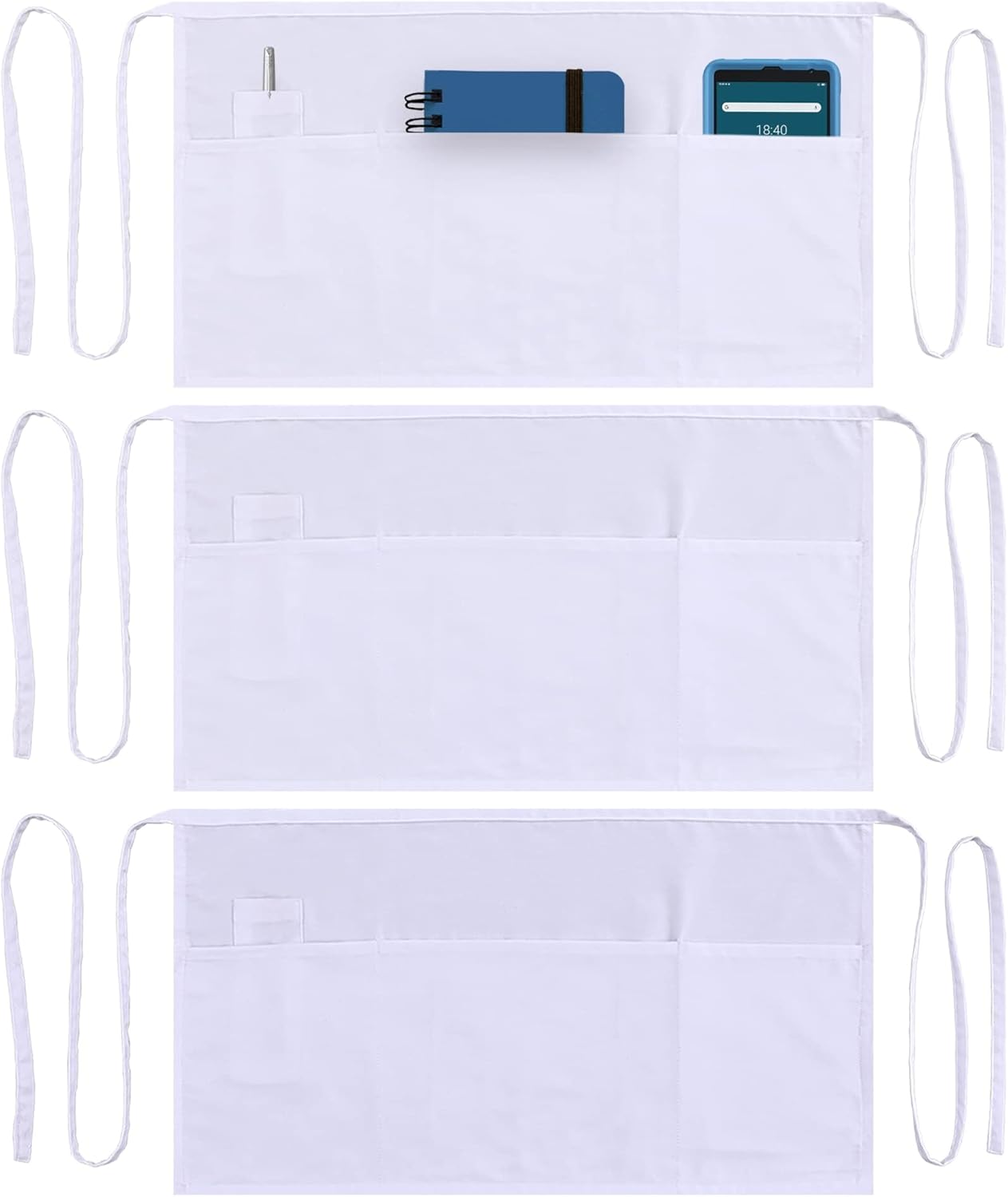 Half Waist Apron White (3 Pack)