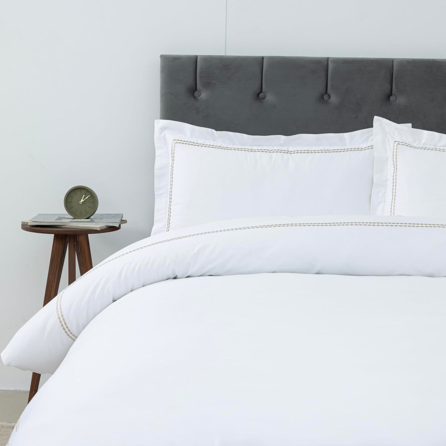 White Duvet Cover, 100% Cotton Embroidered Duvet Cover,2 Pillow, Comforter Not Included