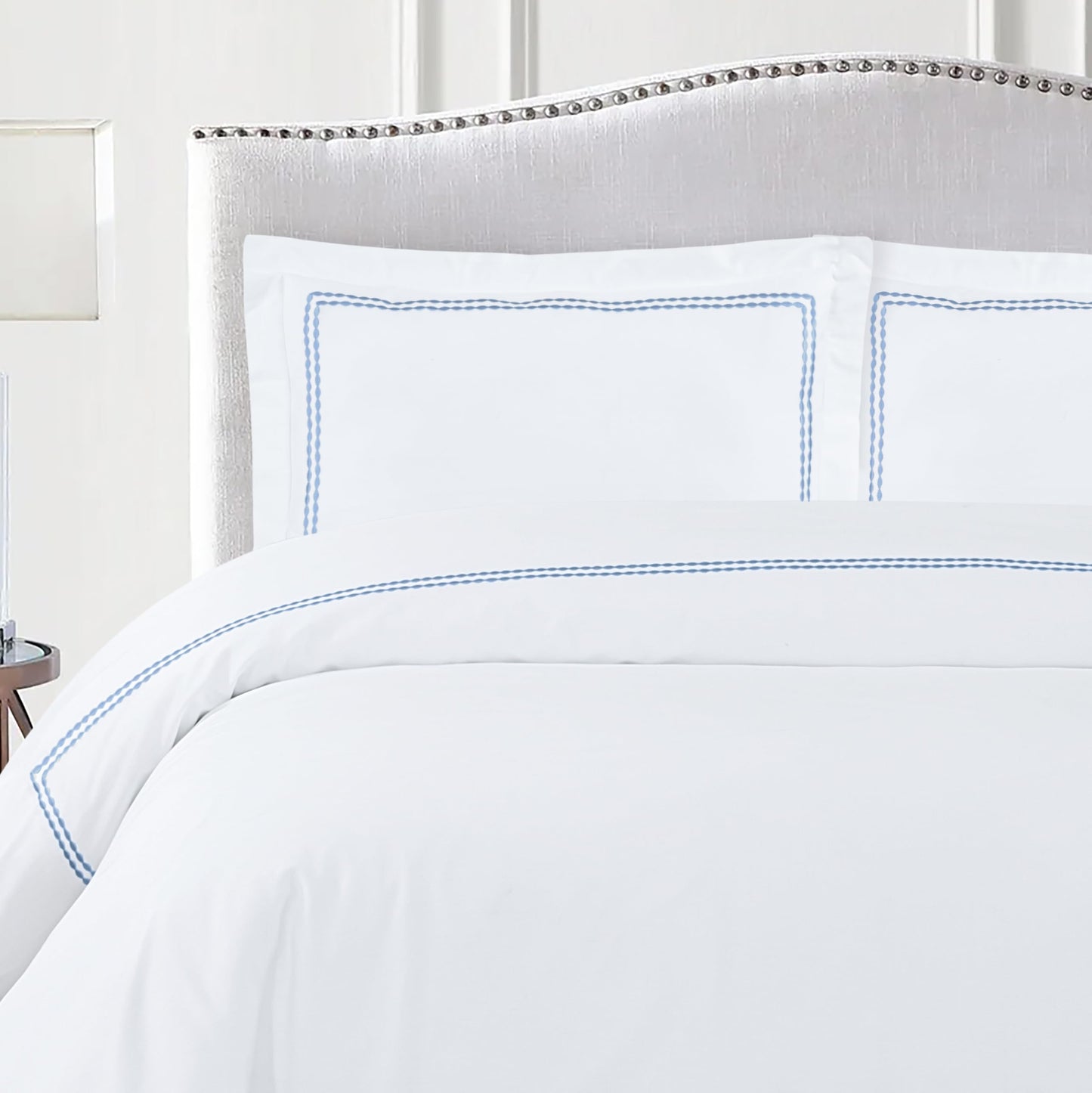 White Duvet Cover, 100% Cotton Embroidered Duvet Cover,2 Pillow, Comforter Not Included