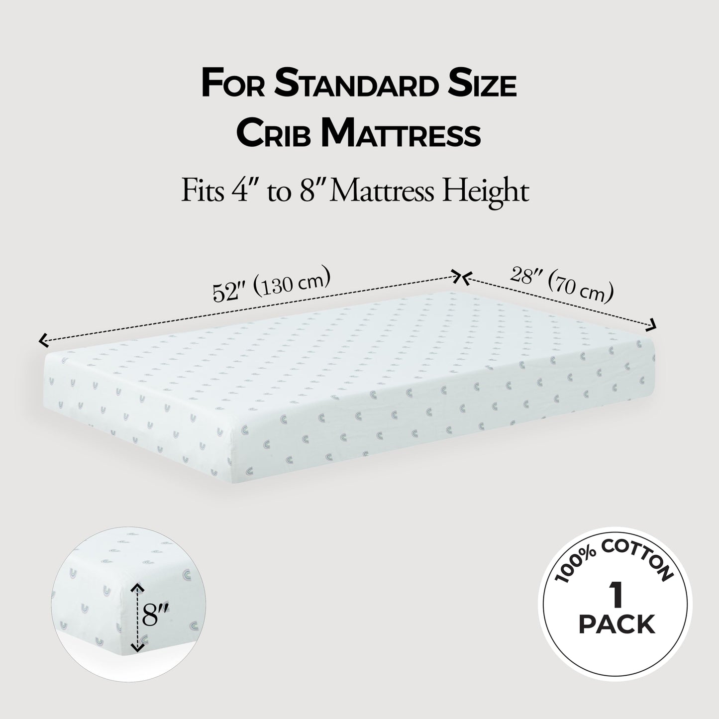 Standard Muslin Crib Sheet, 1-Pack, 100% Cotton for Unisex | Rainbow