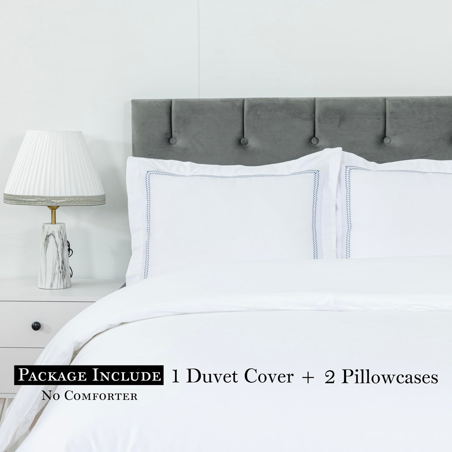White Duvet Cover, 100% Cotton Embroidered Duvet Cover,2 Pillow, Comforter Not Included