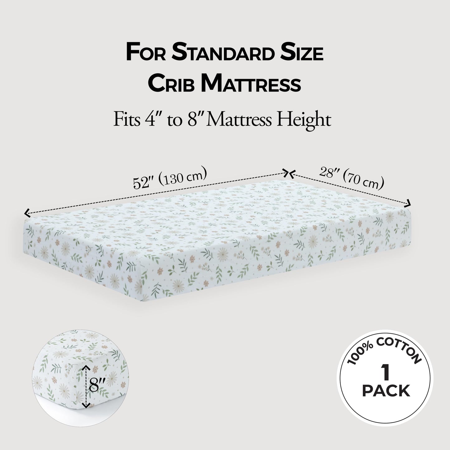 Muslin Crib Sheet,1-Pack,100% Cotton For Unisex | Flowers