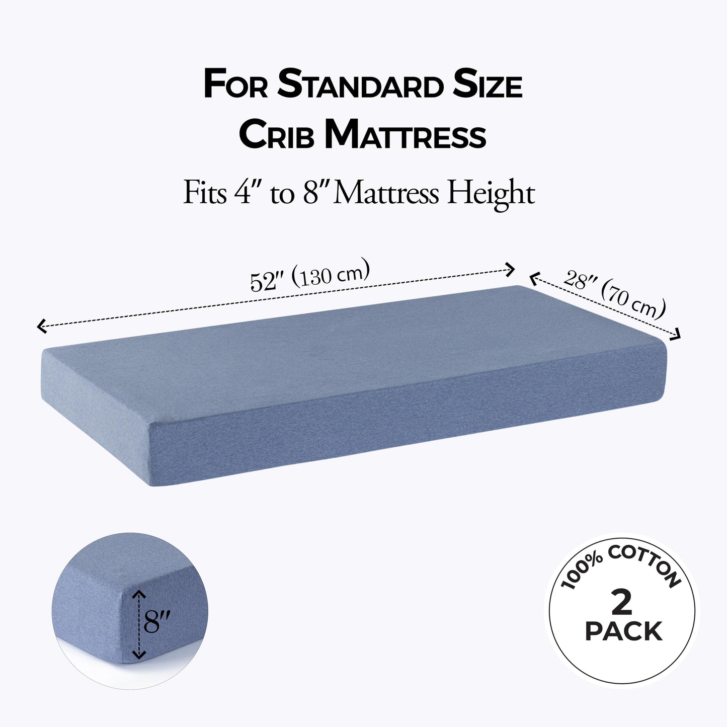 Crib Sheets for Unisex,2 Pack,100% Cotton Jersey Standard Crib Sheets | Blue / Animals