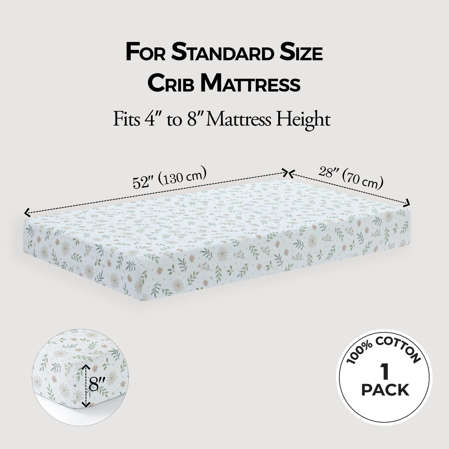 Muslin Crib Sheet,1-Pack,100% Cotton For Unisex | Flowers