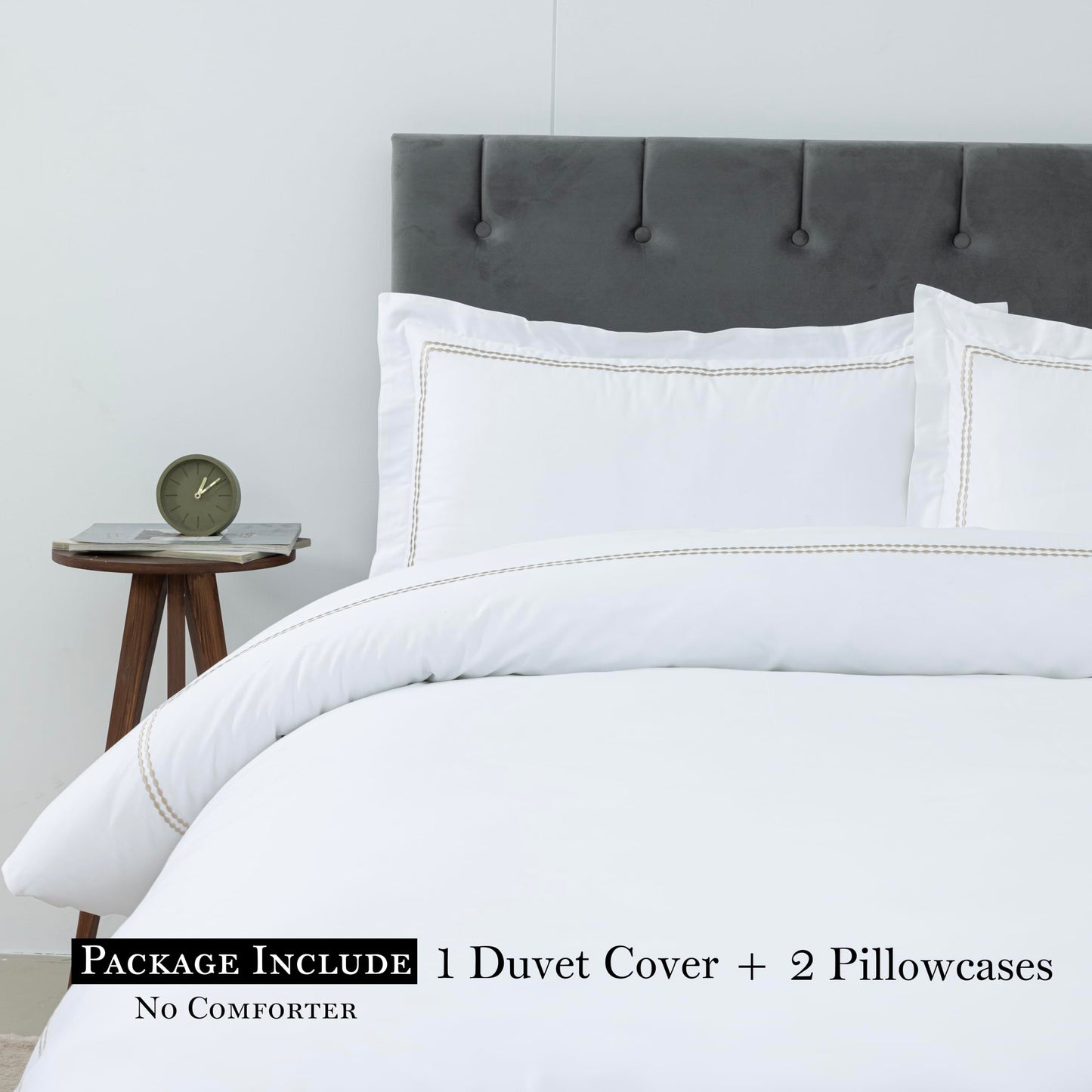 White Duvet Cover, 100% Cotton Embroidered Duvet Cover,2 Pillow, Comforter Not Included