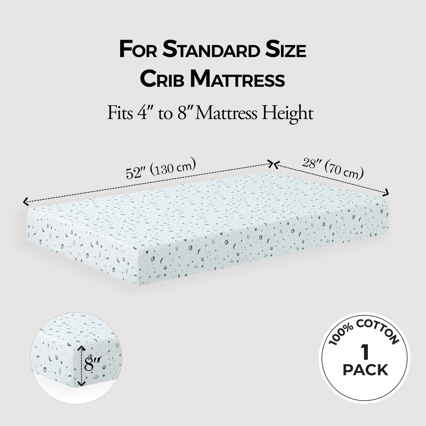 Standard Muslin Crib Sheet, 1-Pack, 100% Cotton for Unisex | Rainbow