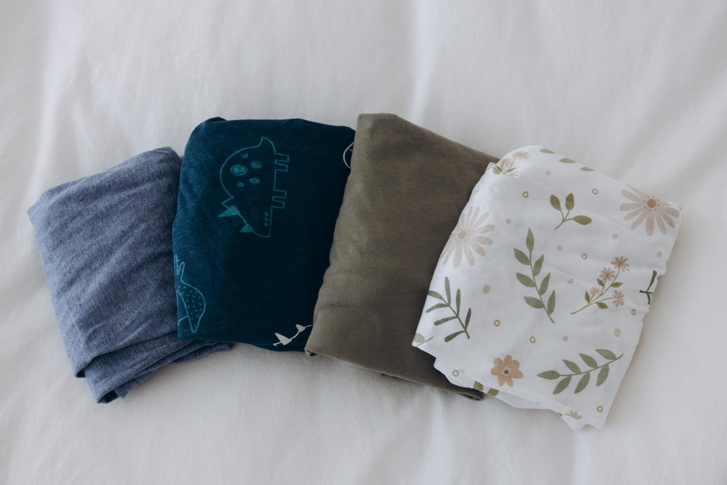 Bassinet Sheet,100% Cotton Knitted Jersey,2 Pack,Unisex(17"x32"x4") | Green / Flowers