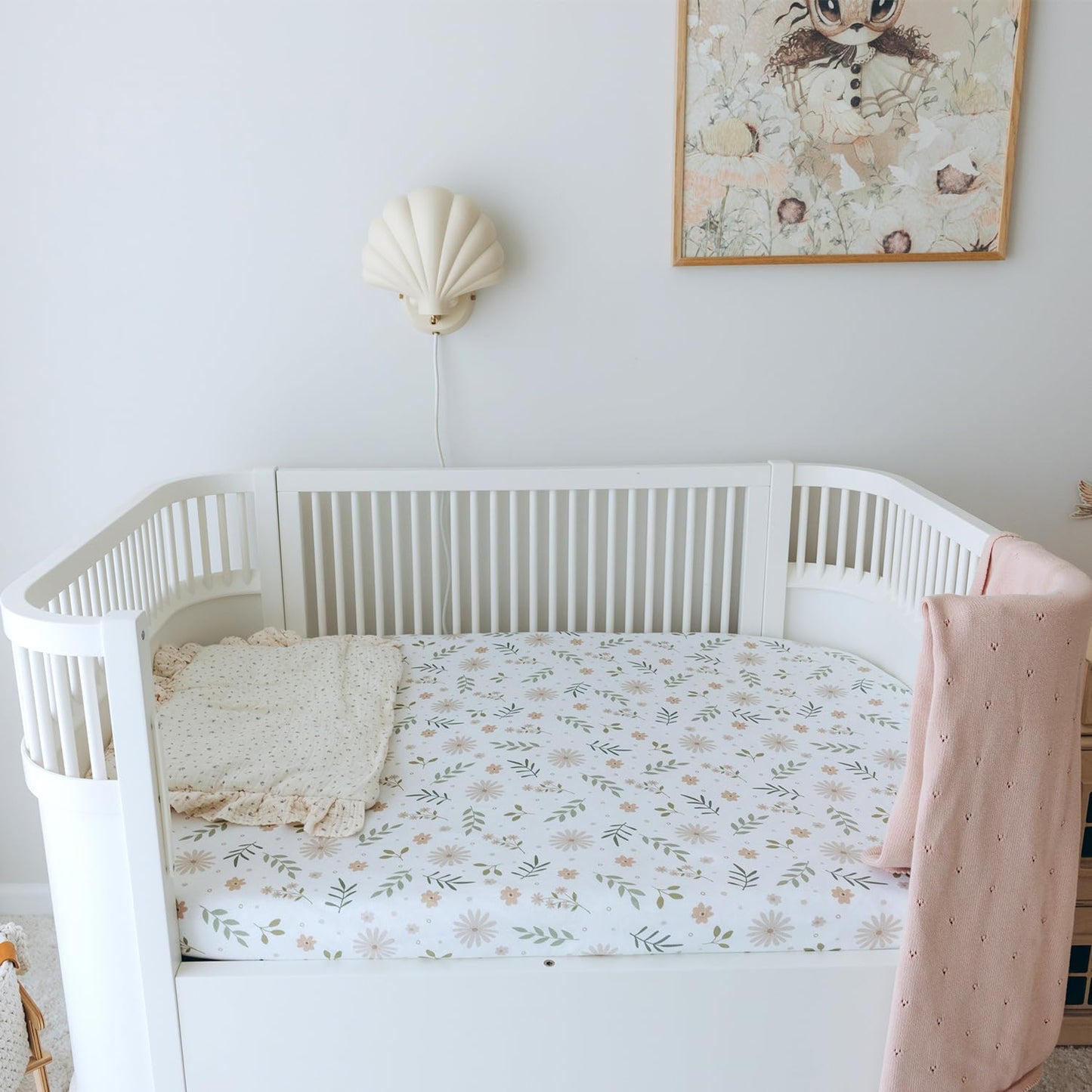 Muslin Crib Sheet,1-Pack,100% Cotton For Unisex | Flowers