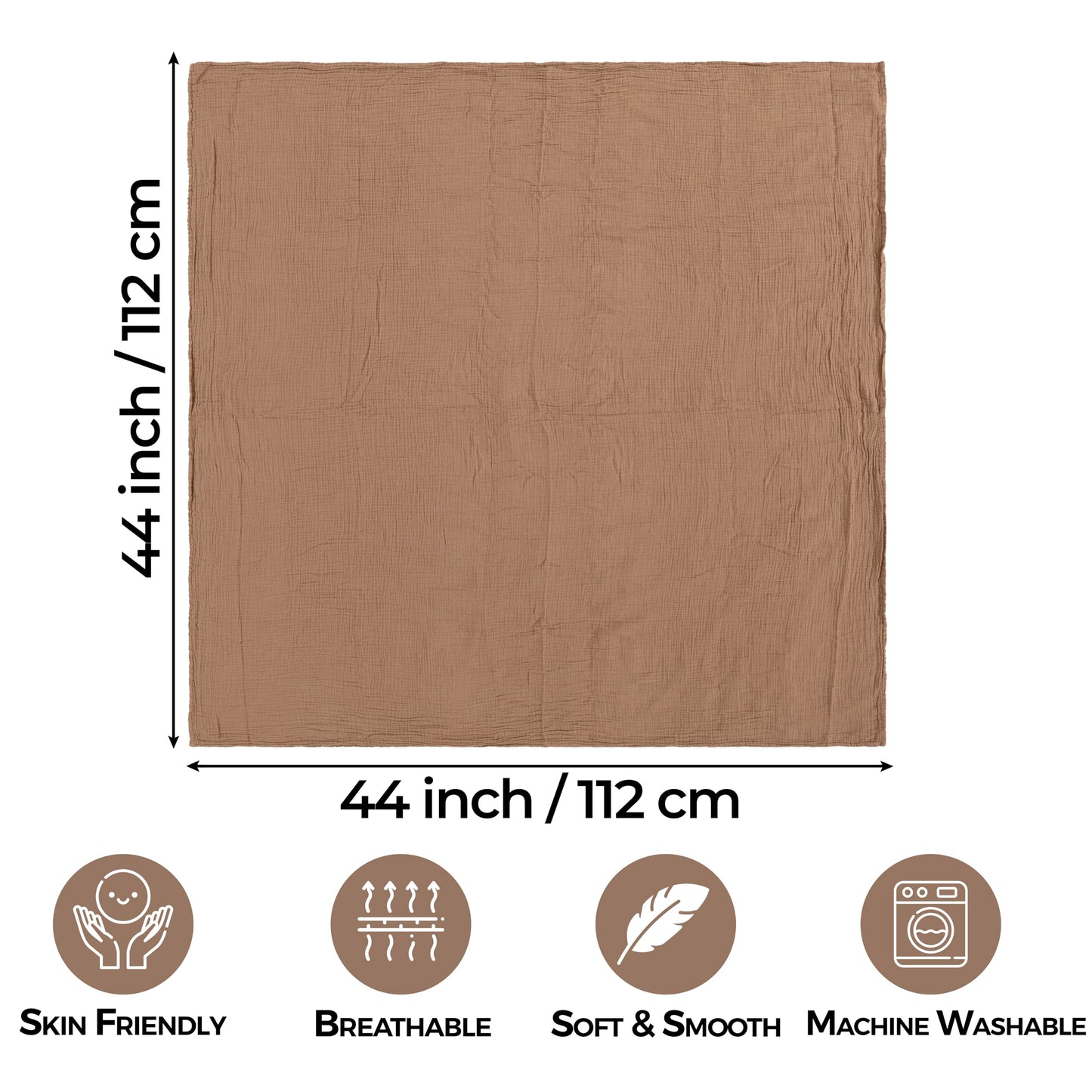 Muslin Swaddle Blankets for Newborn Unisex,2 Pack,100% Cotton| Brown/Acru