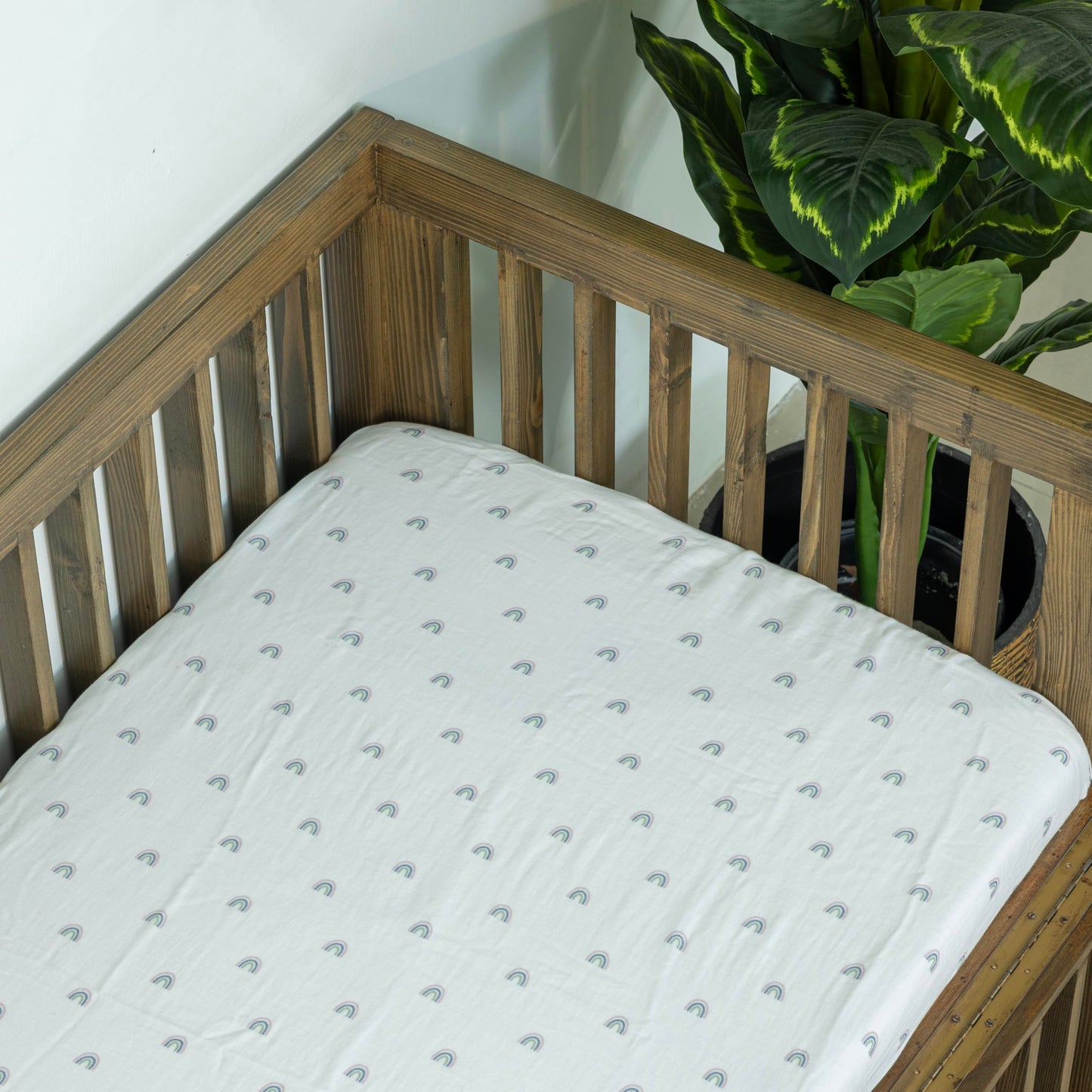Standard Muslin Crib Sheet, 1-Pack, 100% Cotton for Unisex | Rainbow