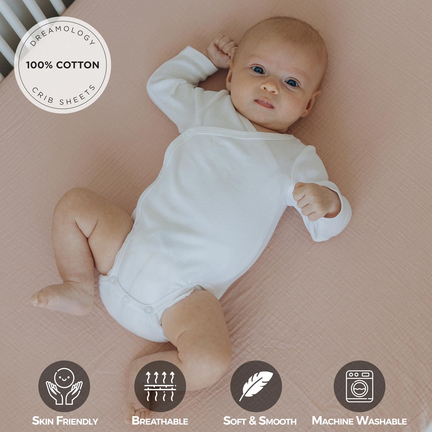 Standard Muslin Crib Sheet, 1-Pack, 100% Cotton for Unisex | Rainbow