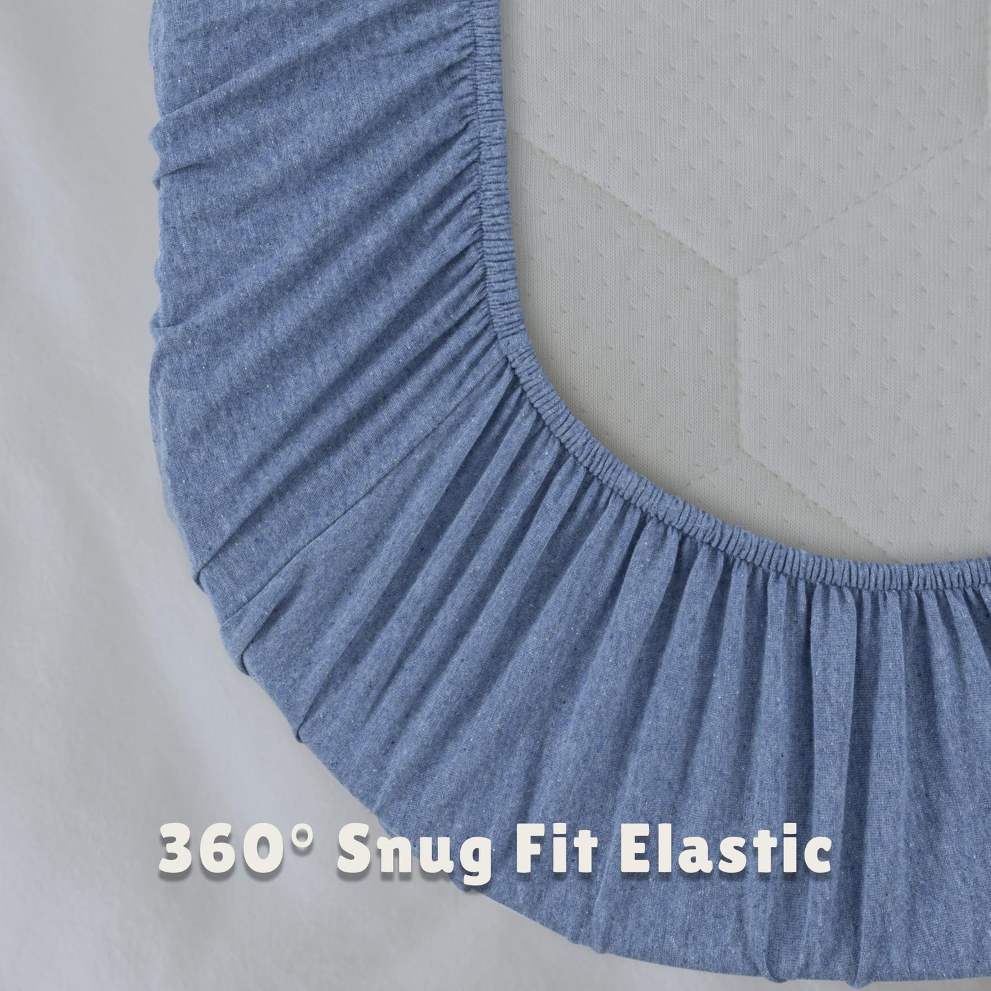 Bassinet Sheet,100% Cotton Knitted Jersey,2 Pack Unisex (17"x32"x4") | Denim Blue and Dino
