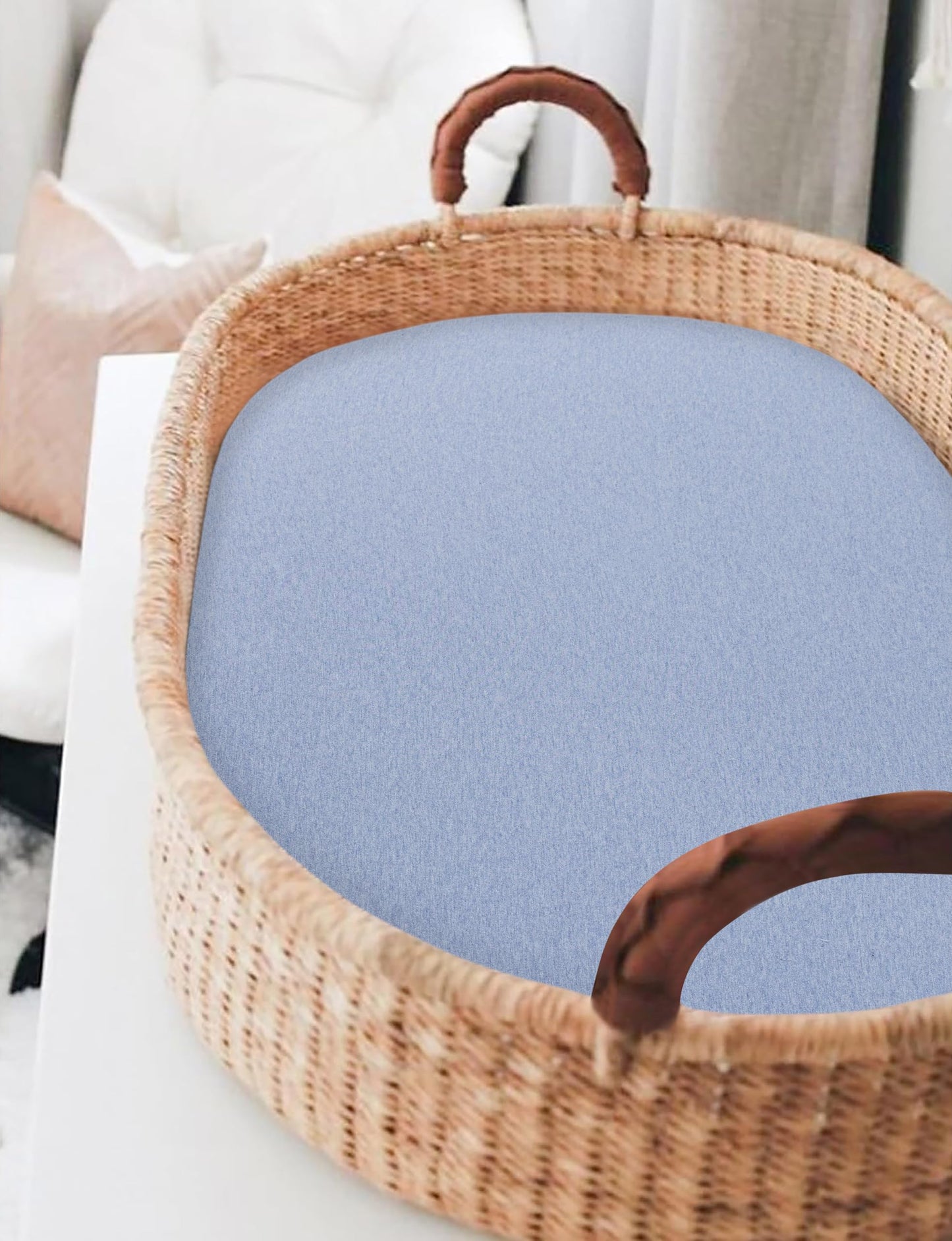 Bassinet Sheet,100% Cotton Knitted Jersey,2 Pack Unisex (17"x32"x4") | Sky Blue / Animals