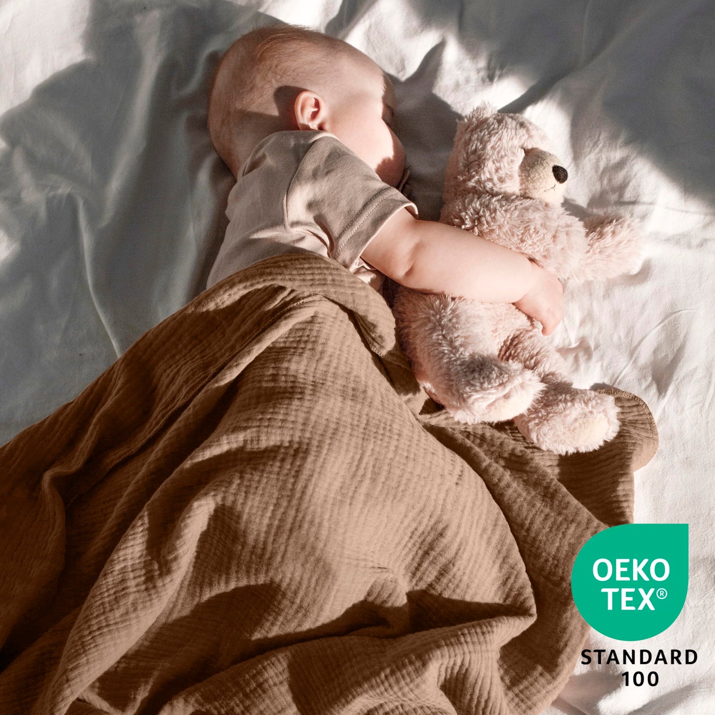 Muslin Swaddle Blankets for Newborn Unisex,2 Pack,100% Cotton| Brown/Acru
