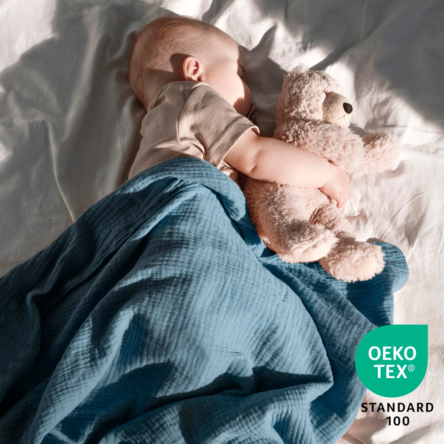 Muslin Swaddle Blankets for Newborn Unisex,2 Pack,100% Cotton | Blue/Light Blue