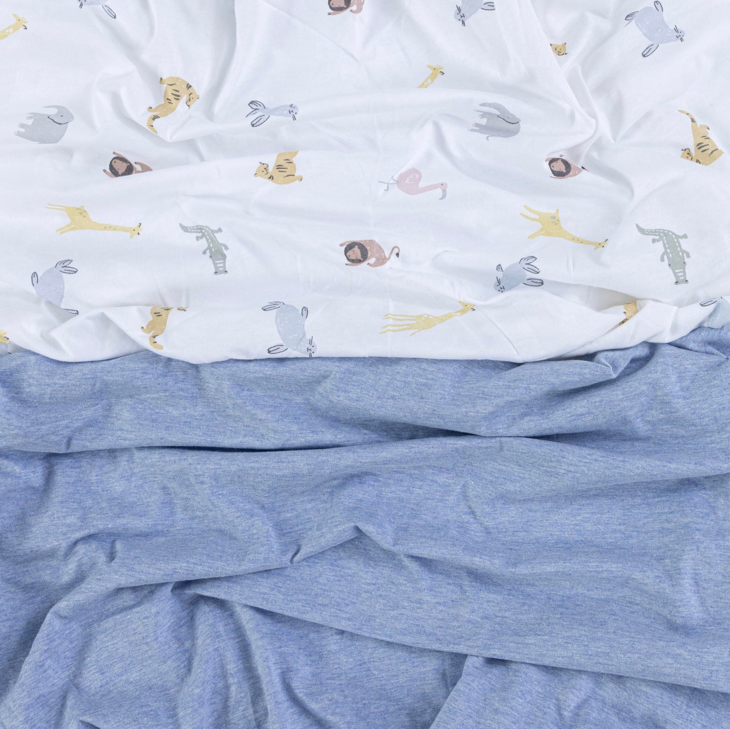 Bassinet Sheet,100% Cotton Knitted Jersey,2 Pack Unisex (17"x32"x4") | Sky Blue / Animals