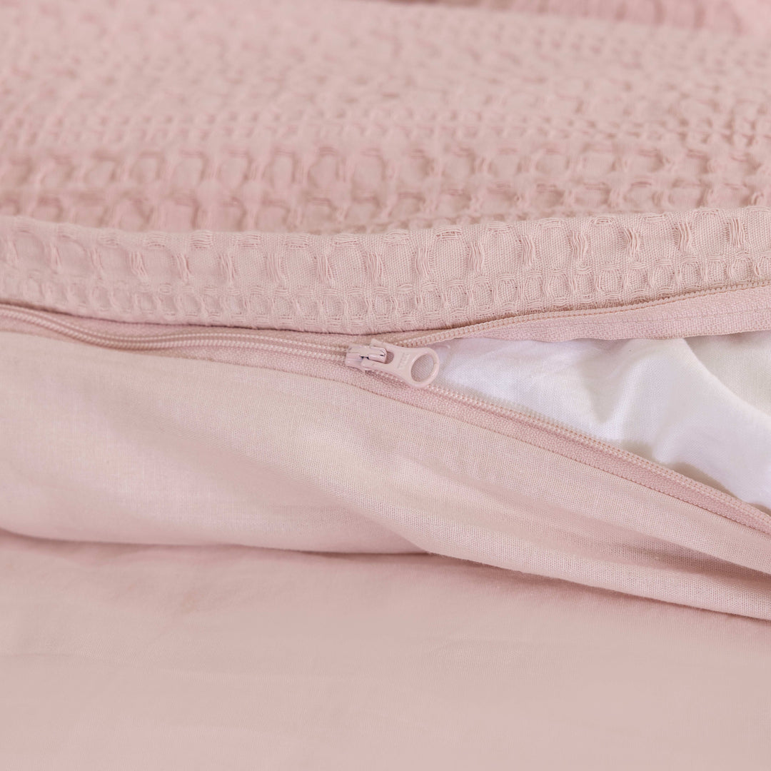 Waffle Weave Duvet Covers Set (Dusty Pink)