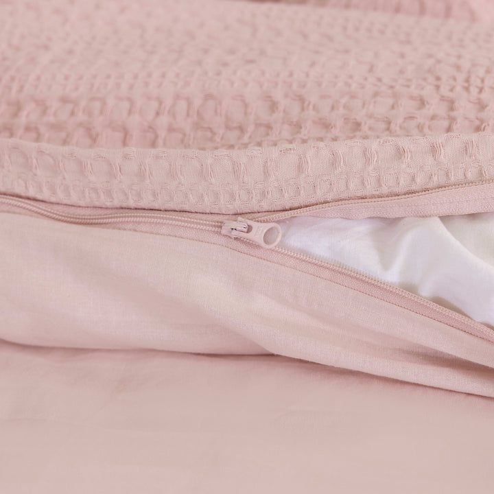 Waffle Weave Duvet Covers Set (Dusty Pink)