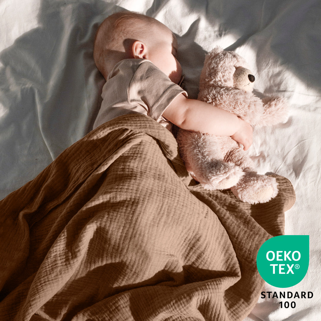 Muslin Swaddle Blankets Unisex Brown/Ecru 2 Pack