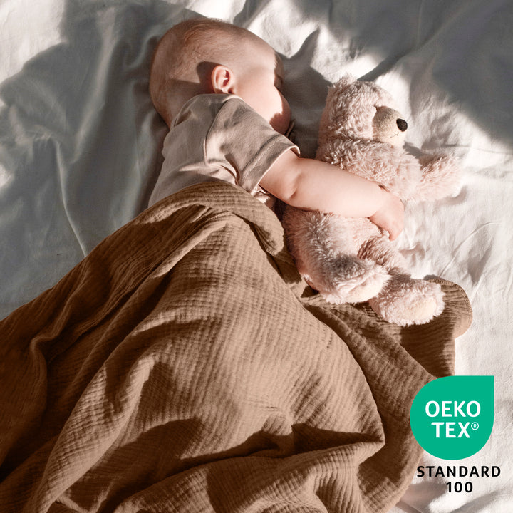 Muslin Swaddle Blankets Unisex Brown/Ecru 2 Pack