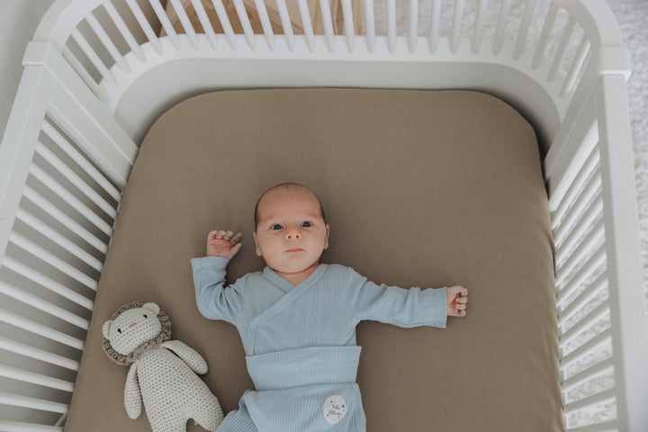 Jersey Crib Mattress Sheets Unisex Brown/Ecru (Standard)