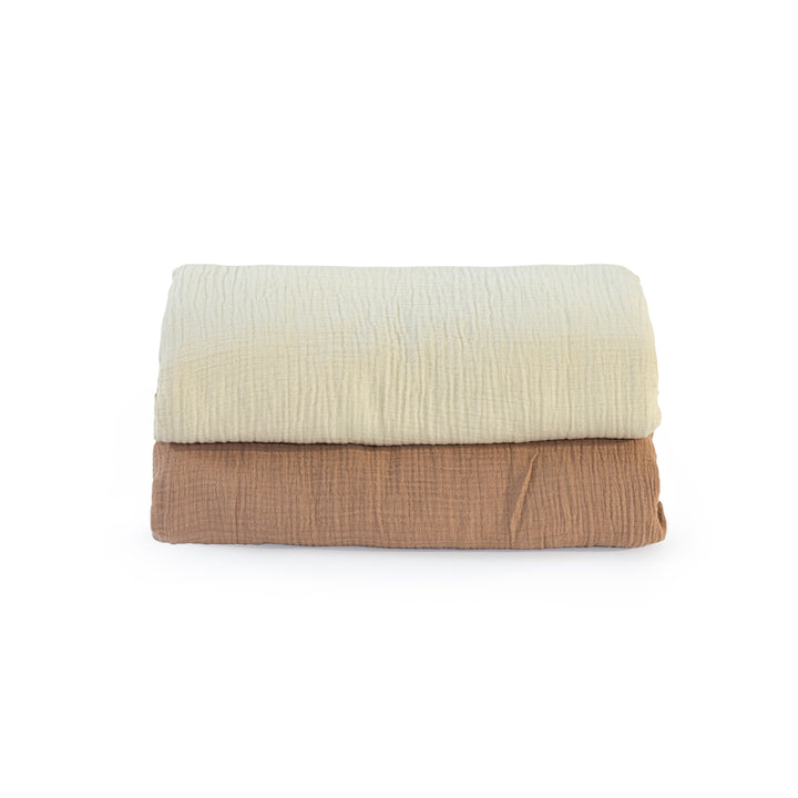 Muslin Swaddle Blankets Unisex Brown/Ecru 2 Pack