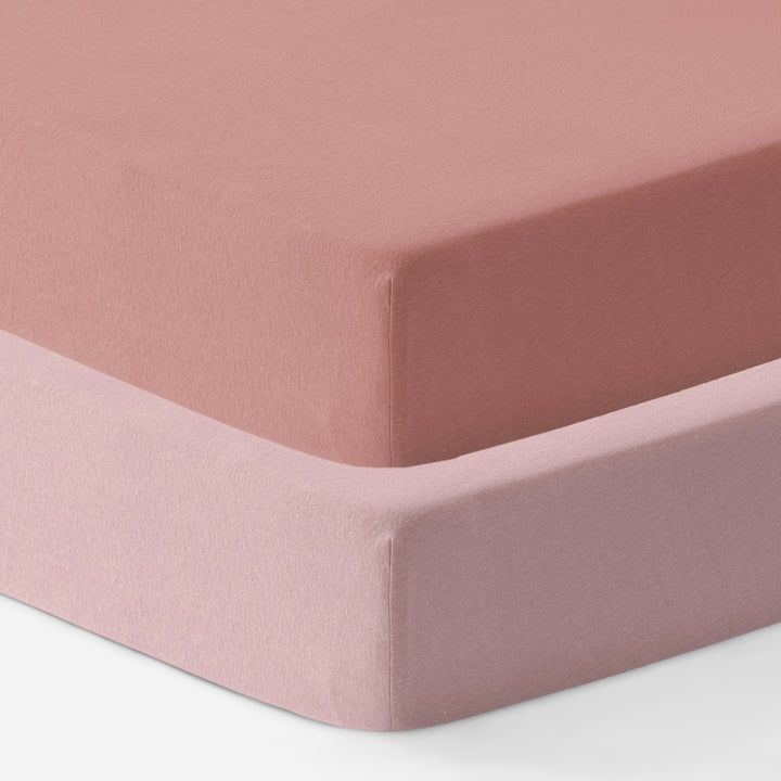Cotton Jersey Crib Sheets Denim Rose/Dusty Pink