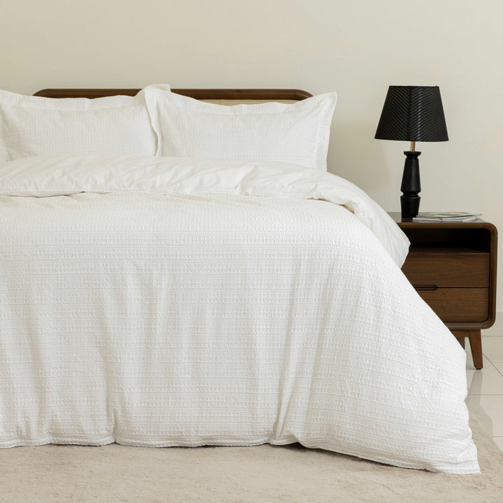Waffle Weave Duvet Covers Set (White)