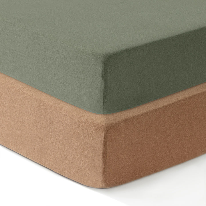 Cotton Jersey Crib Sheets Denim Green/Mustard
