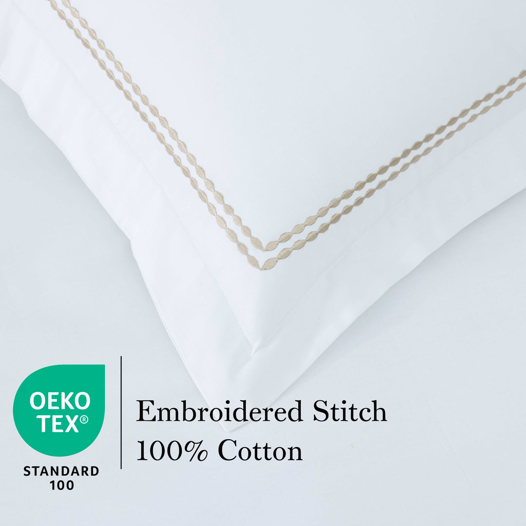 T200 Cotton Embroidered Duvet Covers Set (Gold)