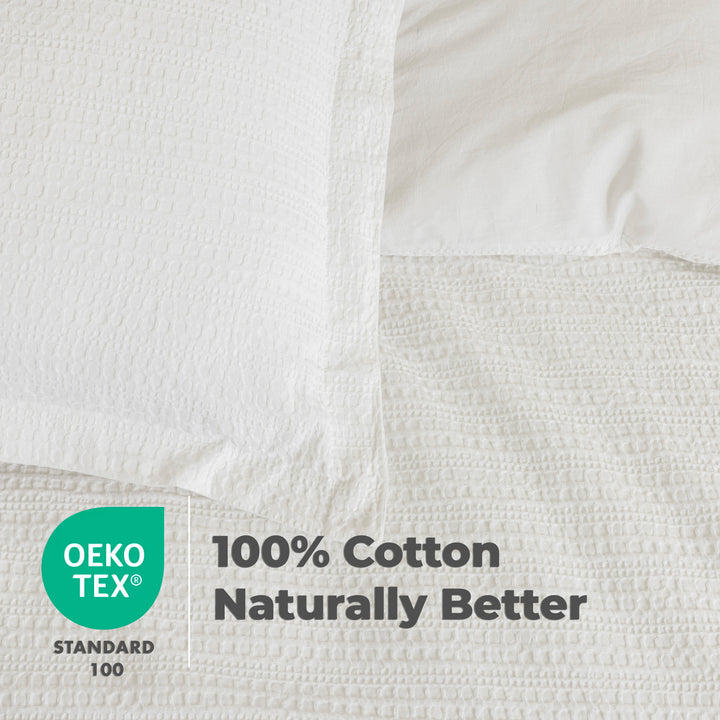 Waffle Weave Duvet Covers Set (White)