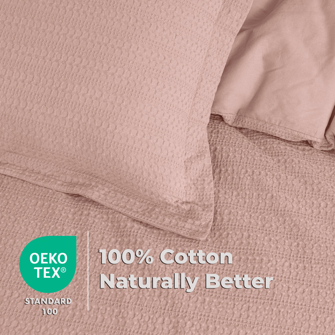 Waffle Weave Duvet Covers Set (Dusty Pink)