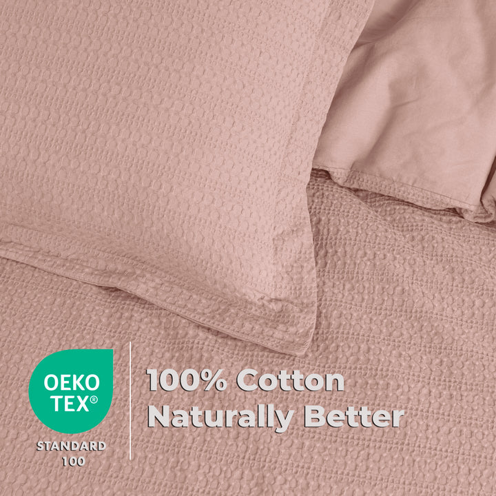 Waffle Weave Duvet Covers Set (Dusty Pink)
