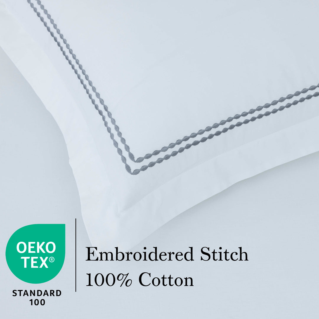 T200 Cotton Embroidered Duvet Covers Set (Grey)