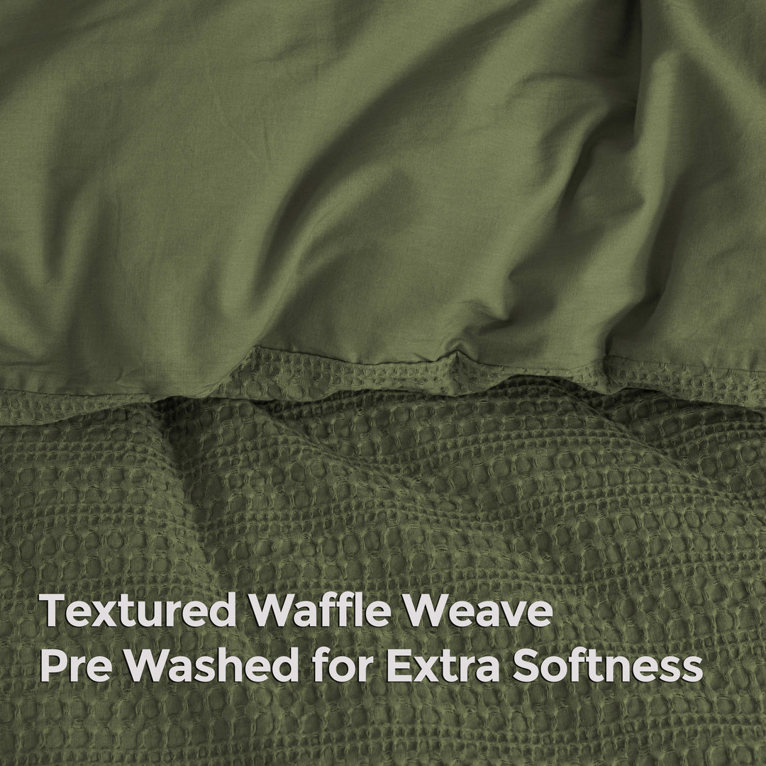 Waffle Weave Duvet Covers Set (Forest Green)