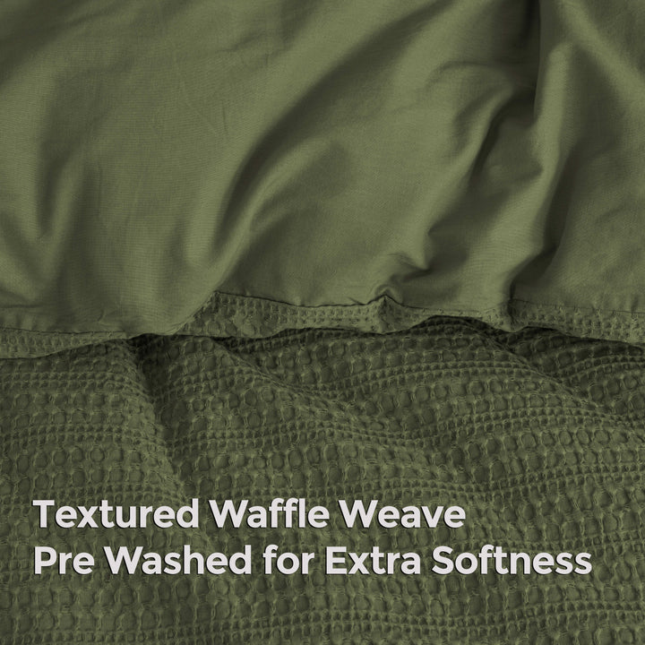 Waffle Weave Duvet Covers Set (Forest Green)