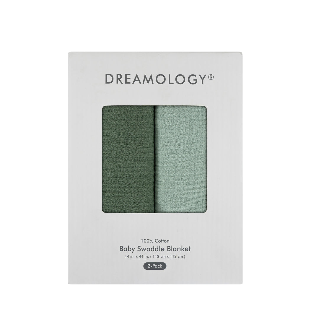 Muslin Swaddle Blankets Unisex Green/Light Green 2 Pack