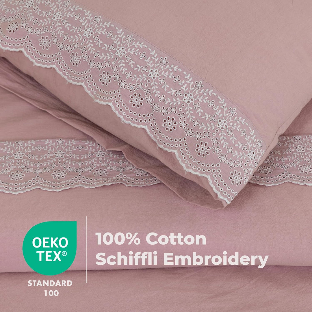 Dreamology Schiffli Duvet Cover Set (Pink)