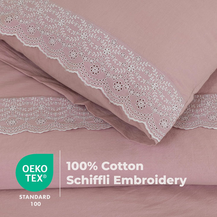 Dreamology Schiffli Duvet Cover Set (Pink)