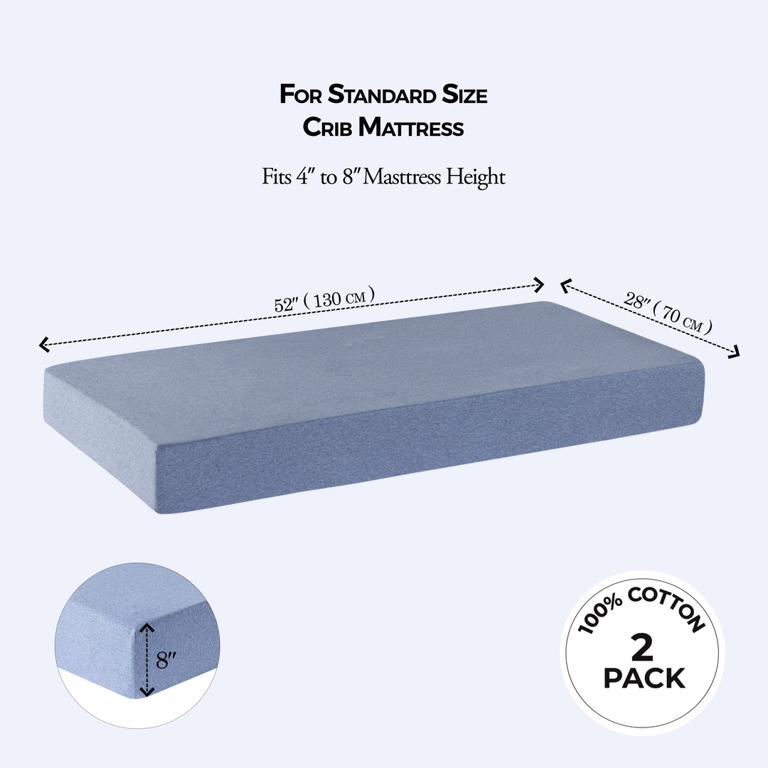 Cotton Jersey Crib Sheets Denim Dino/Denim Blue