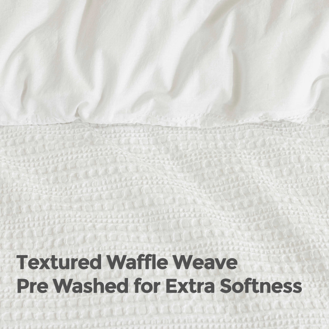 Waffle Weave Duvet Covers Set (White)