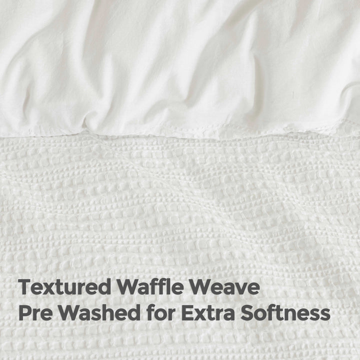 Waffle Weave Duvet Covers Set (White)