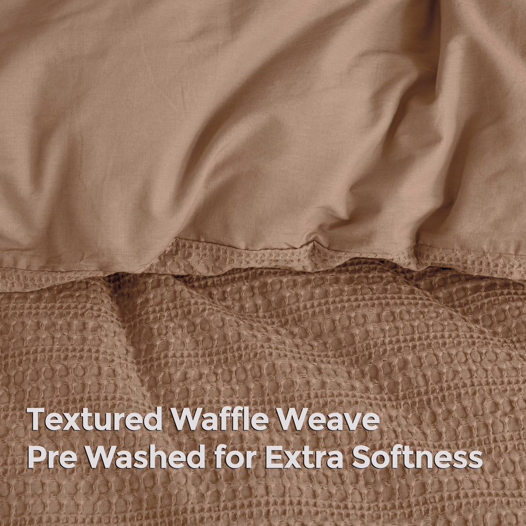 Waffle Weave Duvet Covers Set (Brown)