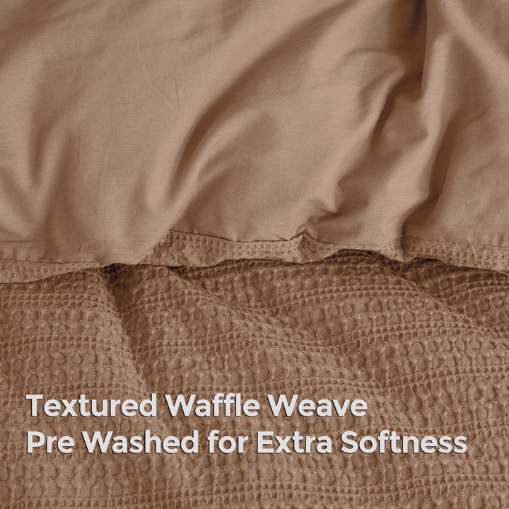Waffle Weave Duvet Covers Set (Brown)